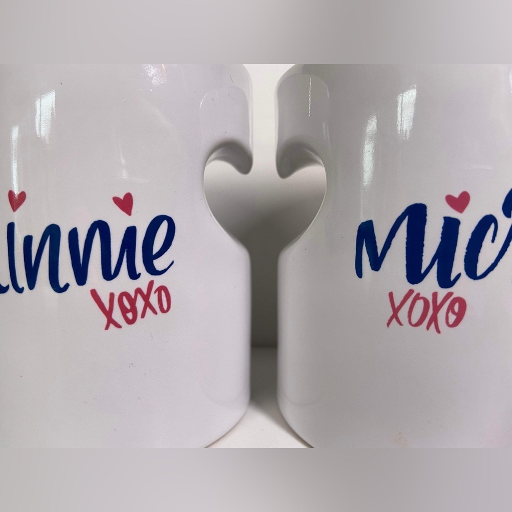 Disney Parks Mickey & Minnie Mouse XOXO Heart Je T’aime Mug Set Of 2 - Picture 4 of 4